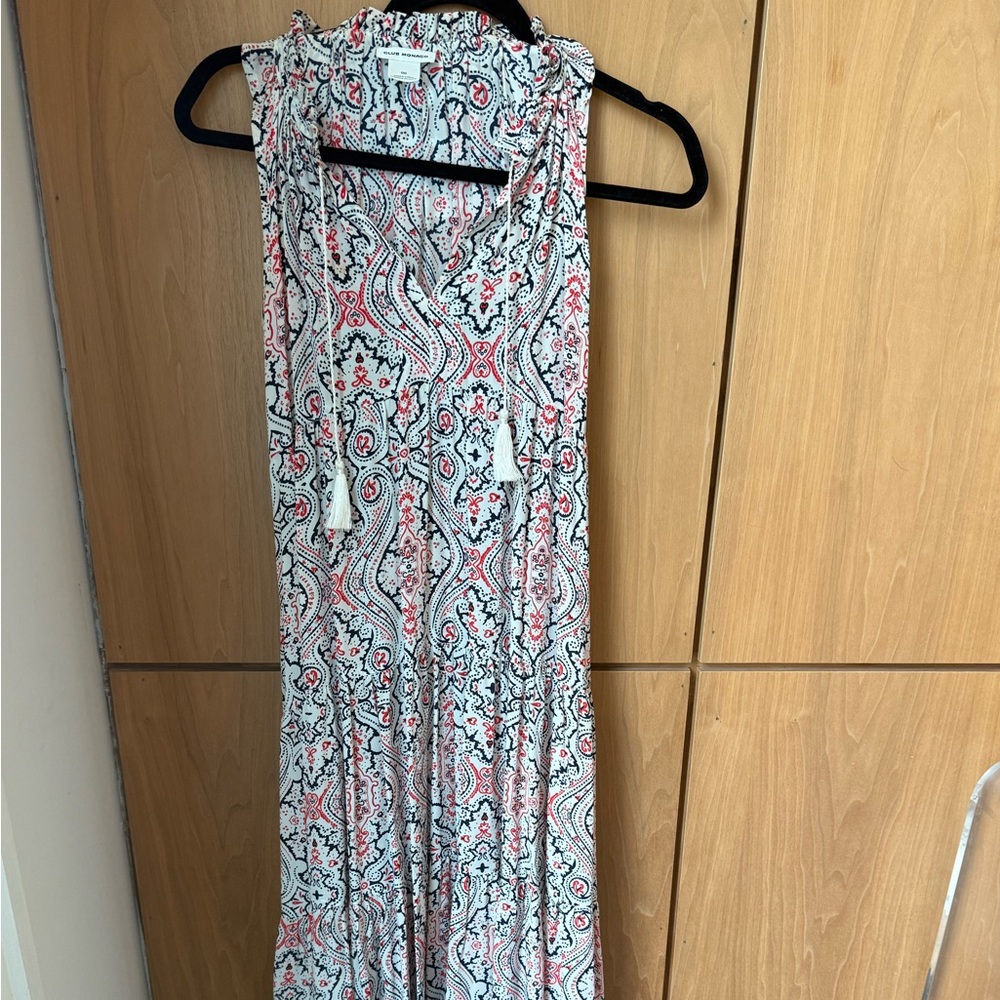 Pre-Loved Club Monaco Black, Red and White Patterned Sleeveless Dress in Size 00